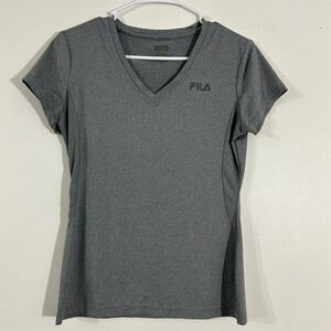 Fila Women'S Dri-Fit V-Neck Athletic T-Shirt Gray Size S